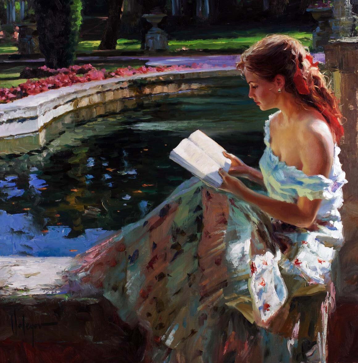 Художник читать. Художник Vladimir Volegov. Волегов Владимир художник картины. Художник Владимир Волегов девушка у фонтана. Владимир Волегов чтение в парке.